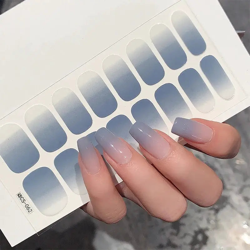 14/16Tips Full Cover Gradient Nail Stickers Multi Color Self Adhesive Slider No Need UV Lamp Cured Press ON Nail Decal from PriceLows™