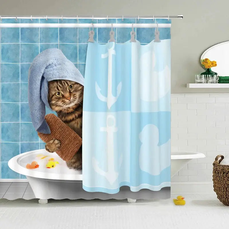 Funny Shower Curtains Bathroom Curtain With Hooks Decor Waterproof Cat Dog 3d Bath 180*180cm Creative Personality Shower Curtain from PriceLows™