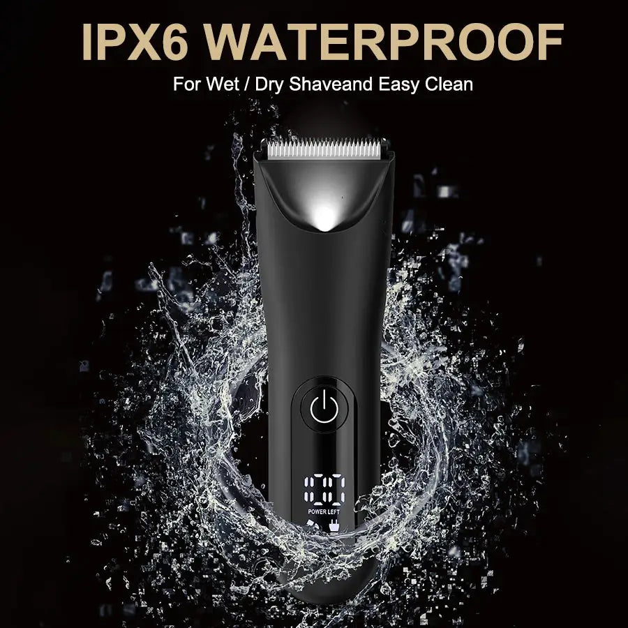 Groin and Body Hair Trimmer | Ceramic Blade Heads | Wet and Dry Use