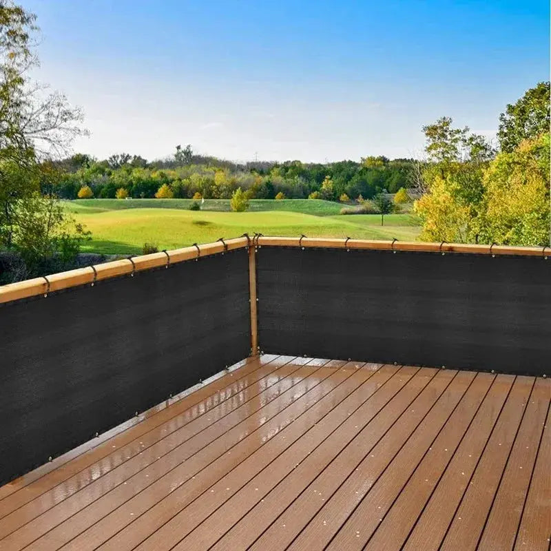 Balcony Privacy Screen | Beige White Stripe | Custom Sizes | Sunshade Net