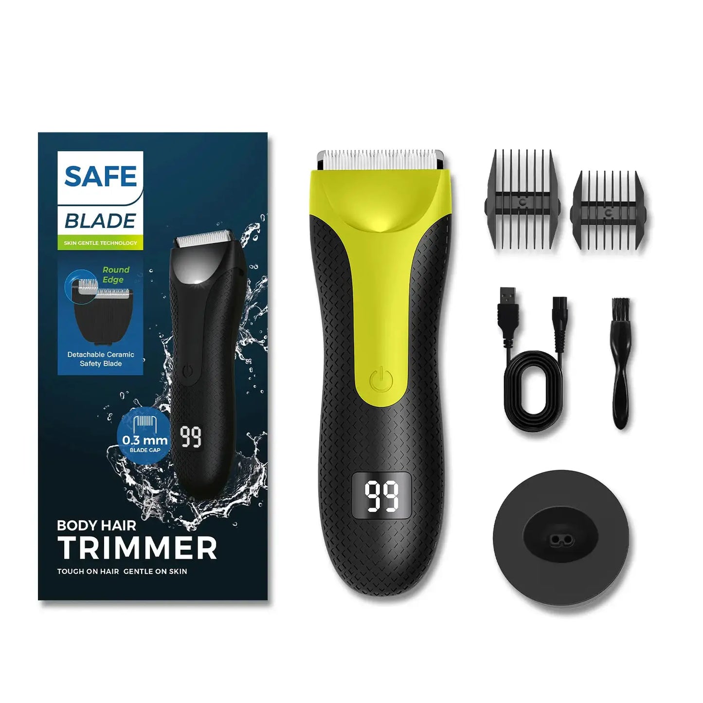 Men's Electric Body Hair Trimmer | IPX6 Waterproof | USB Rechargeable