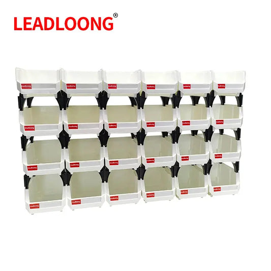 LEADLOONG White Parts Bin 6/24pcs 13.5x10.5x7.6cm/5x4*3inch Stackable Plastic Garage Tool Storage Box Container Organizer Bin from PriceLows™