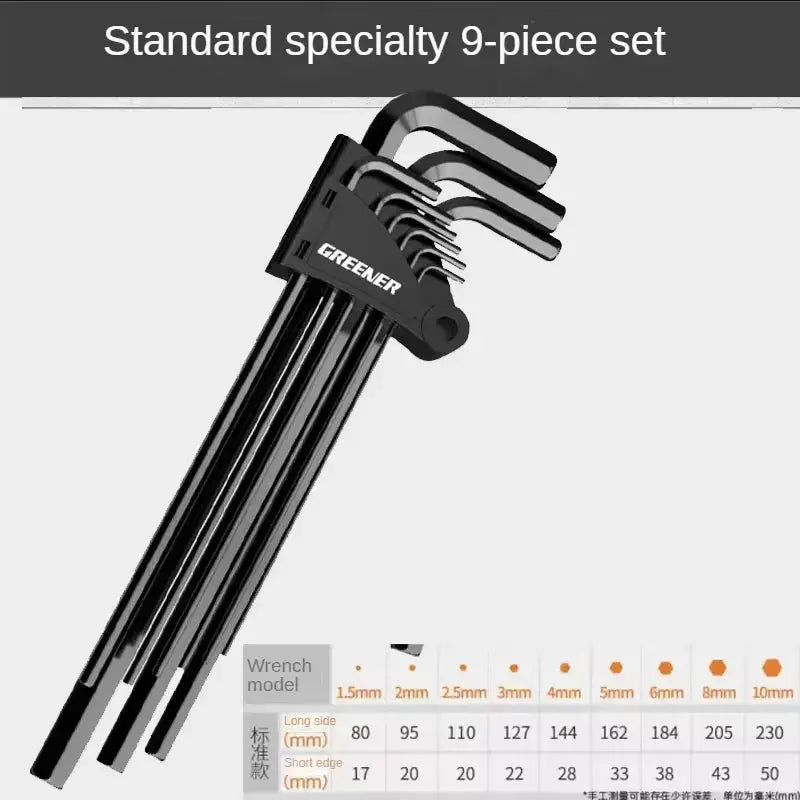 Greener 9PCS Allen Key Set L Type Wrench Kit Hex Wrench Hand Tool Allen Key Hexagon Flat Ball Torx Head Spanner Key Repair Tools from PriceLows™