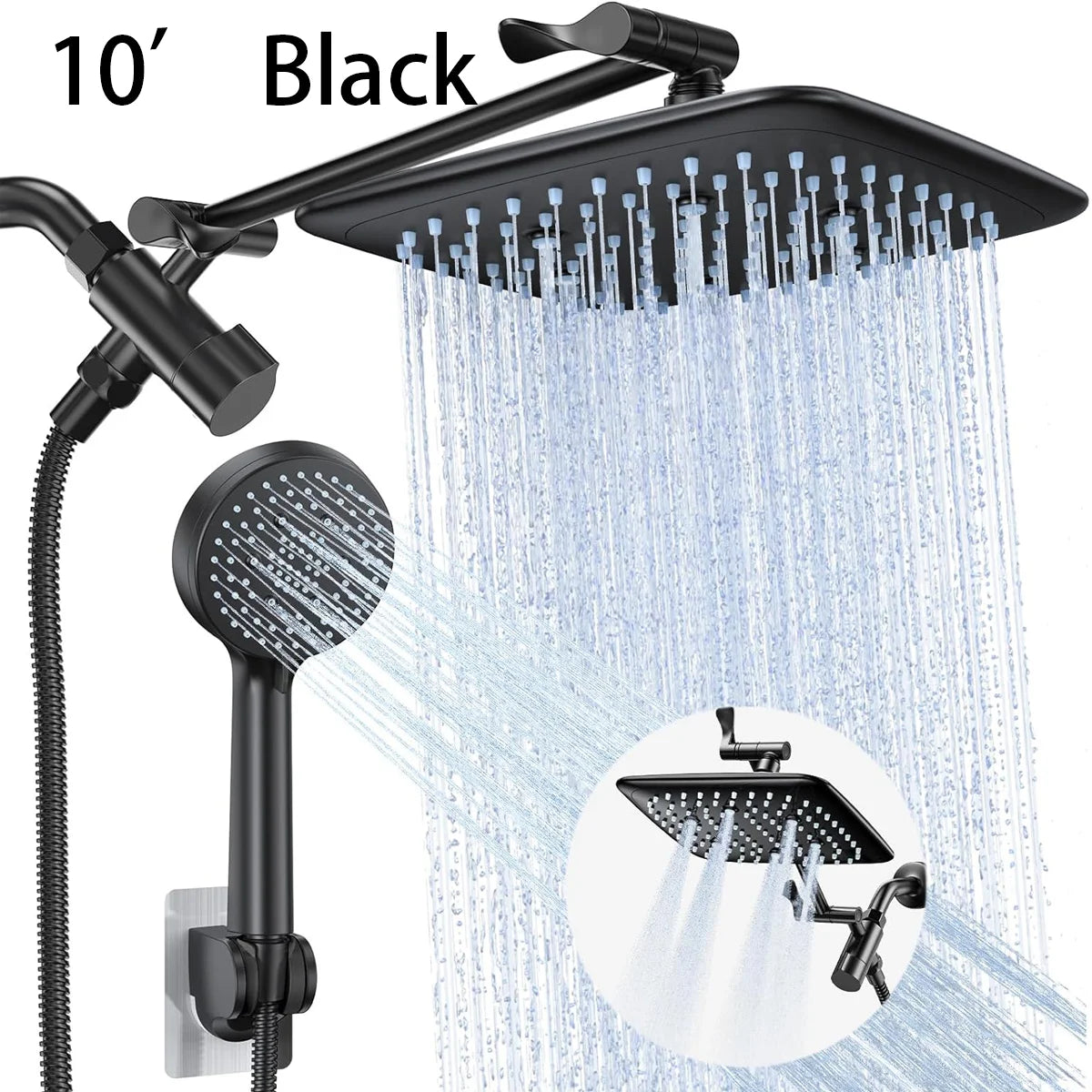 Showerhead Set | 8/10 Inch | 5 Modes | Wall Mounted With Extension Arm