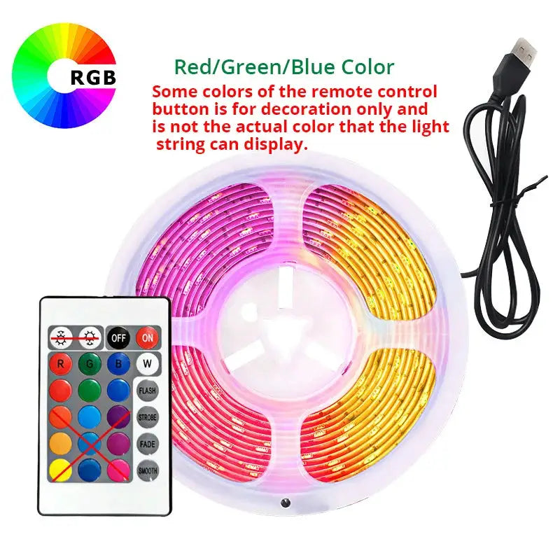 2M/10M USB 2835 LED Strip Light RGB Remote Control Lights Flexible Lamp Tape Ribbon TV Desktop Screen Back Light Diode Tape from PriceLows™