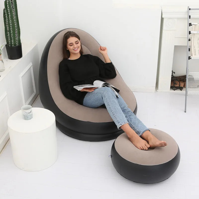 Inflatable Plush Sofa | Foldable Foot Sofa Bed | Outdoor Use | One Size