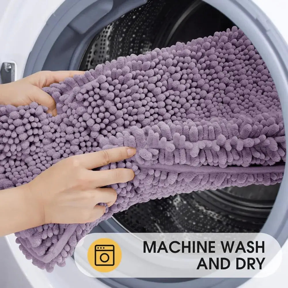 Upgrade Extra Large Lavender Bathroom Rug Set 3 Pieces Ultra Soft Thick Absorbent Bath Mats Non Slip Chenille Toilet Mat from PriceLows™