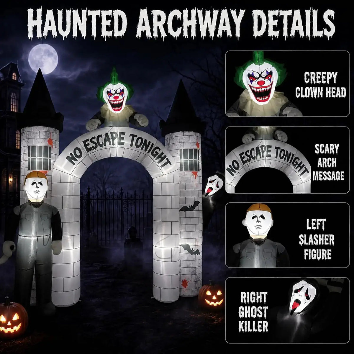 Halloween Inflatable Archway | 10Ft Height | Built In Led Lights | 11Ft Width