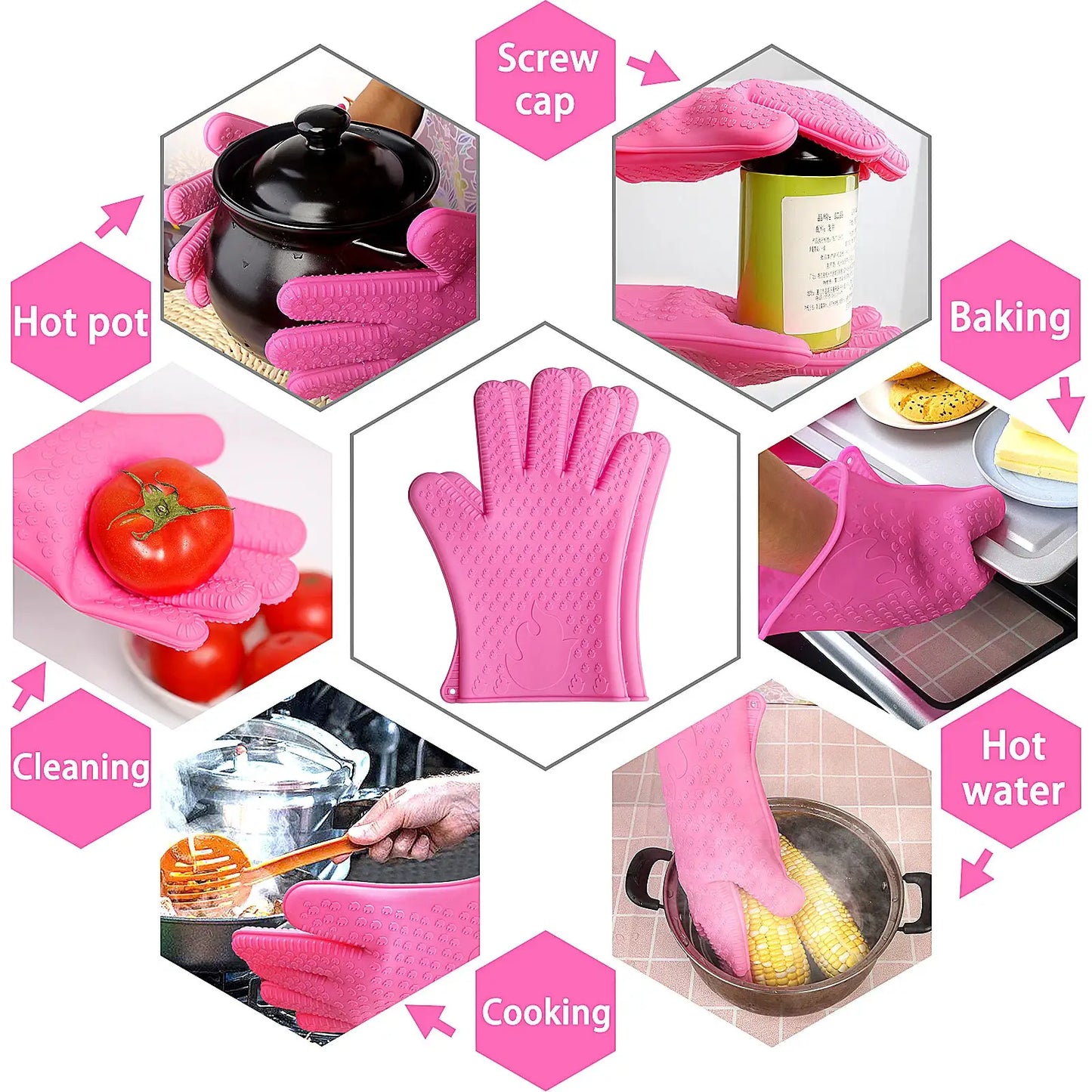 Silicone Oven Gloves | Heat Resistant | Full Finger | One Size