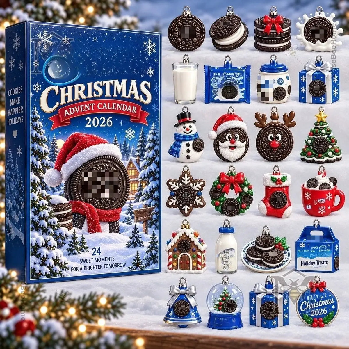 Acrylic Christmas Pendants | 24 Piece Advent Set | Dinosaur Design