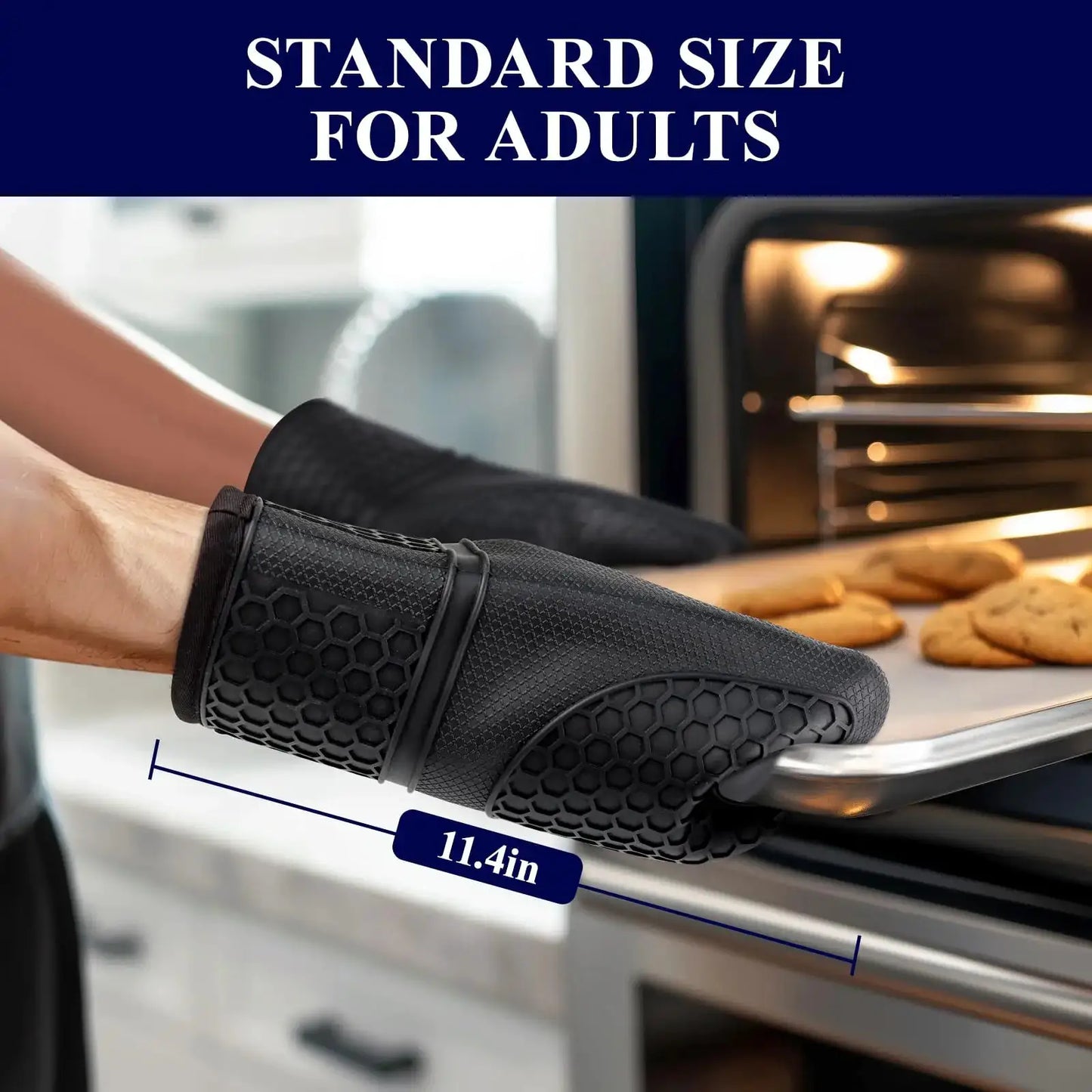 Silicone Oven Mitts | Heat Resistant | Slip-Resistant Knit | Set Of 2