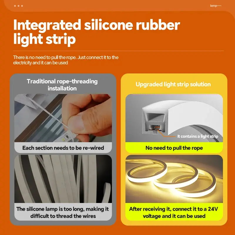24VLED Silicone Light Strip Sleeve Outdoor Waterproof Linear Light Open Hidden Embedded Flexible Bendable Shaped Light Strip from PriceLows™
