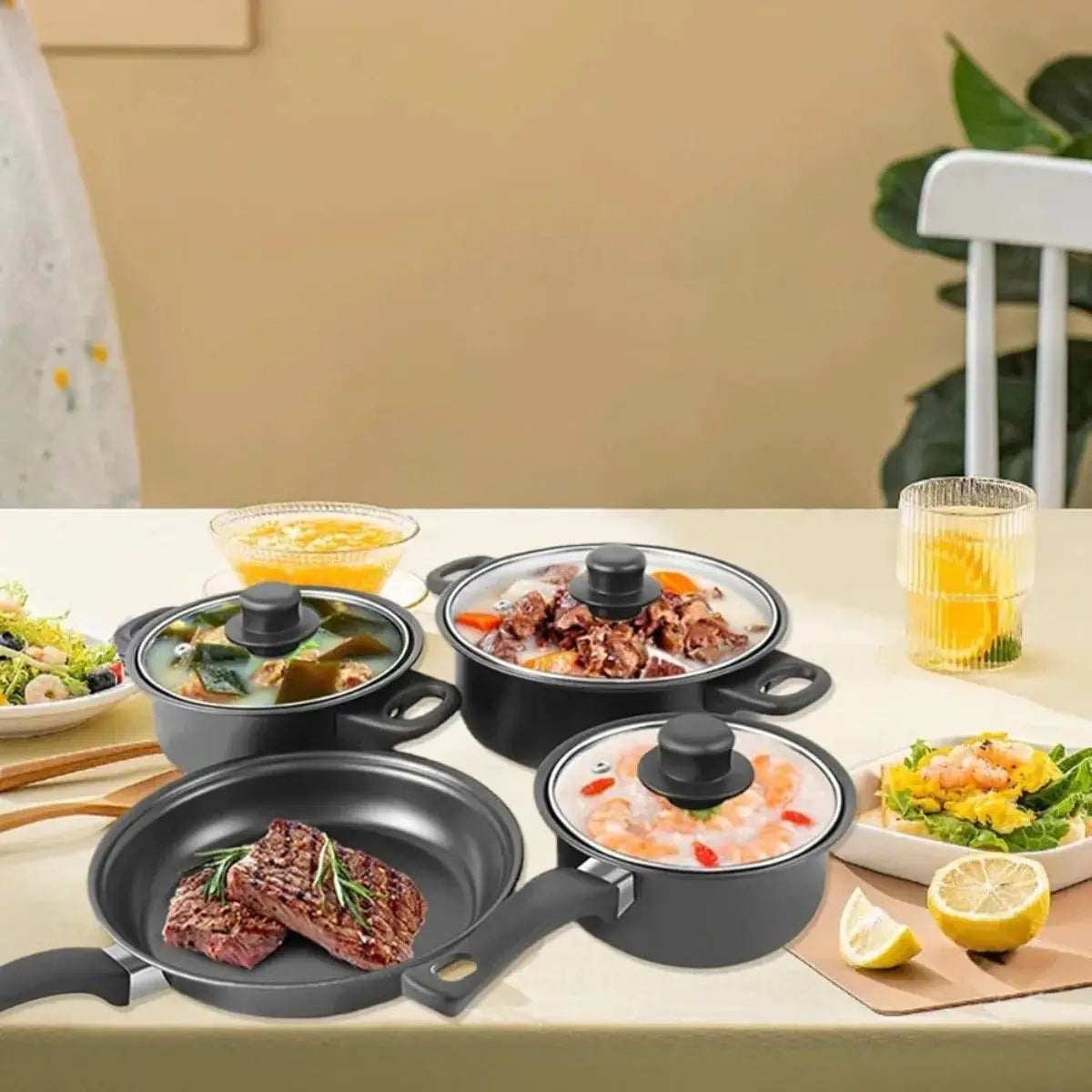 13PCS Non-Stick Pots and Pans Set Kitchen Cookware for Induction Cooker Low Oil Smoke Gift Set from PriceLows™