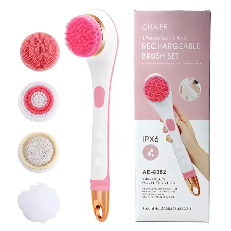 Electric Bath Brush | Long Handle | Waterproof | Replaceable Heads