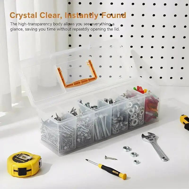 Multi Compartment Hardware Tool Storage Box Transparent Organizer with Strong Latches for Home DIY Hand Tool Storage from PriceLows™