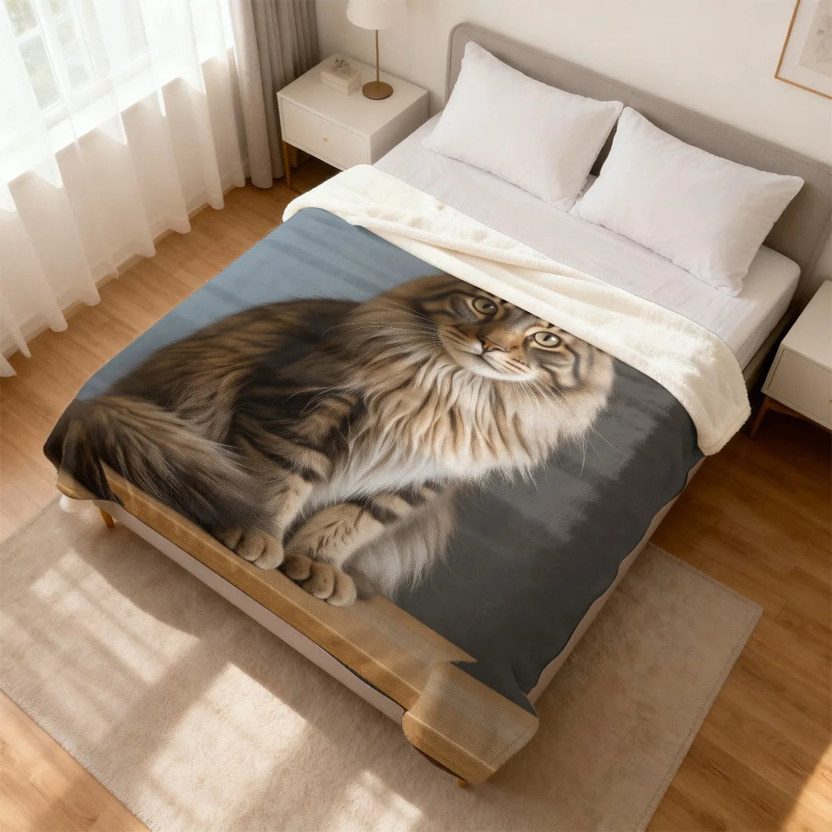 Giant Cat Face Print Fleece Blanket | 150x200 cm | Plush | One Size