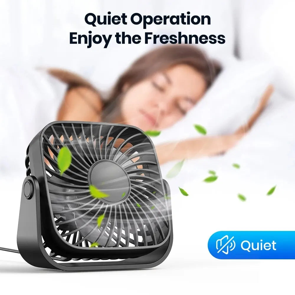 USB Mini Portable Fan | 4 Inch | 3 Speeds | 360 Degree Adjustable