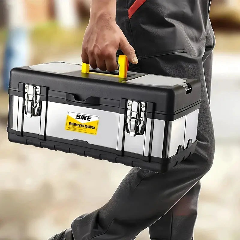 Portable Double Layer Storage Box Stainless Steel Thickened Anti-drop Multifunctional Household Hardware Tool Organizer Case from PriceLows™