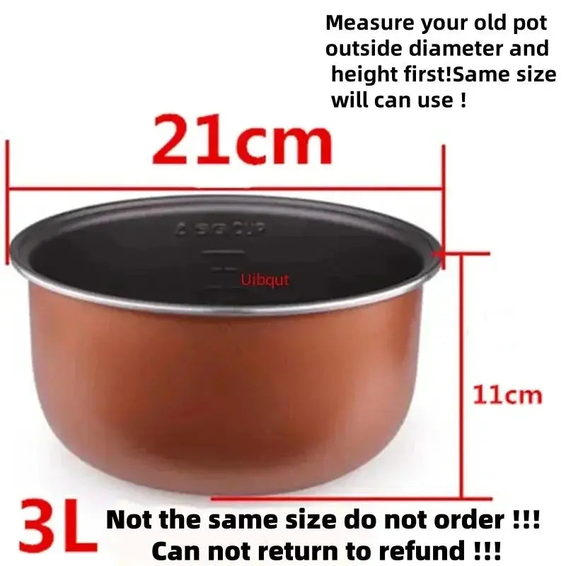 Rice Cooker Inner Pot | 304 Stainless Steel | Nonstick | Universal Fit