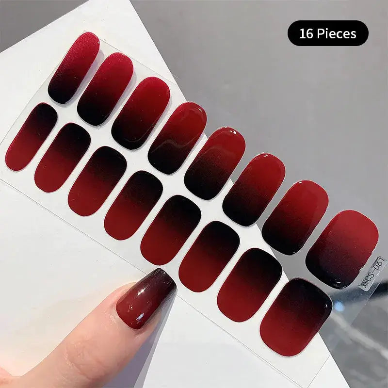 14/16Tips Full Cover Gradient Nail Stickers Multi Color Self Adhesive Slider No Need UV Lamp Cured Press ON Nail Decal from PriceLows™