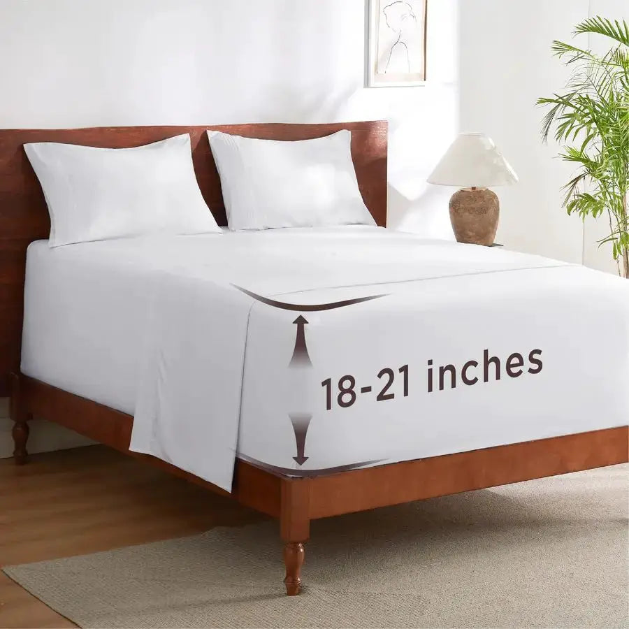 Deep Pocket Queen Sheets Set Fits Mattresses Up to 21 Inches Thick 4 Piece GentleSoft Bed Sheets, Moisture Wicking, Soft amp Coo from PriceLows™