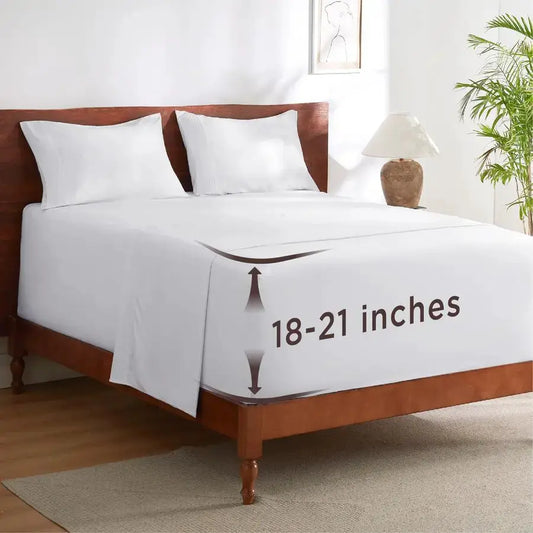 Deep Pocket Queen Sheets Set Fits Mattresses Up to 21 Inches Thick 4 Piece GentleSoft Bed Sheets, Moisture Wicking, Soft amp Coo from PriceLows™