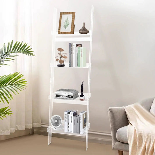 Home 4-Tier Ladder Bookshelf – Freestanding Acrylic Bookcase, Frame 52 cm*183 cm from PriceLows™