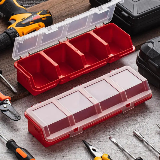 1Pc Plastic Screw Organizer Box with 4 Compartments Portable Tool Parts Storage Bin with Lid for Hardware Small Parts Display from PriceLows™