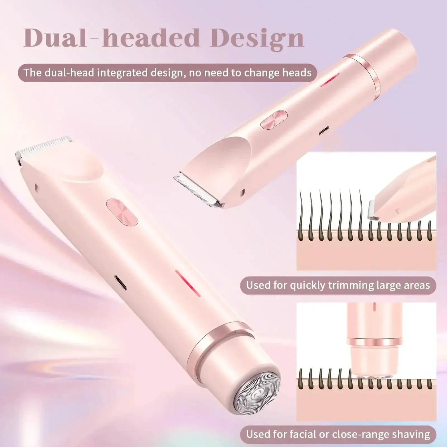 Dual Head Epilator | 90 Min Battery | Waterproof | Cordless