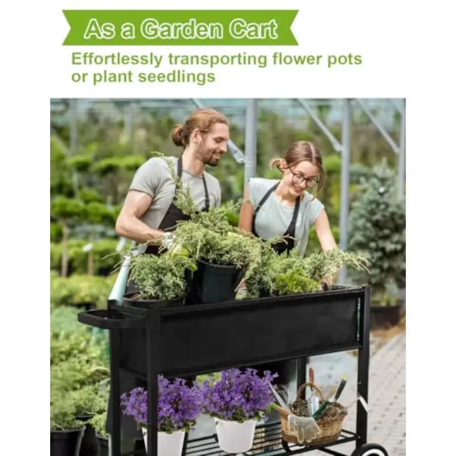Raised Garden Bed with Legs for Outdoor Plants, Standing Elevated Planter Box Cart on Wheels for Vegetables Flower Herb Patio, from PriceLows™
