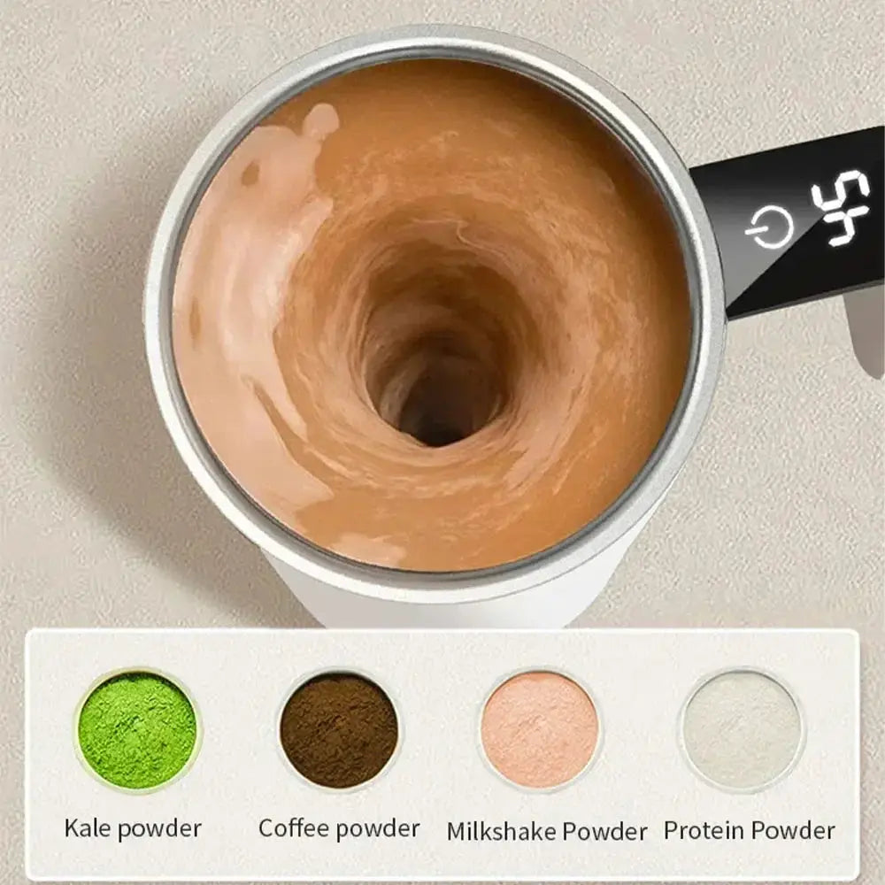 Automatic Self Stirring Magnetic Mug with LCD Screen Coffee Milk Stainless Steel Mixing Cup USB Rechargeable Smart Thermal Cups from PriceLows™
