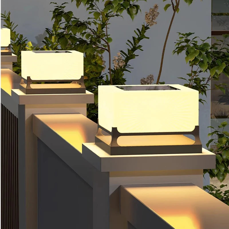 Modern Solar Outdoor Waterproof Decorations Door Post Atmosphere Light Yard Patio Pathway Courtyard Square Wall Pillar Light from PriceLows™