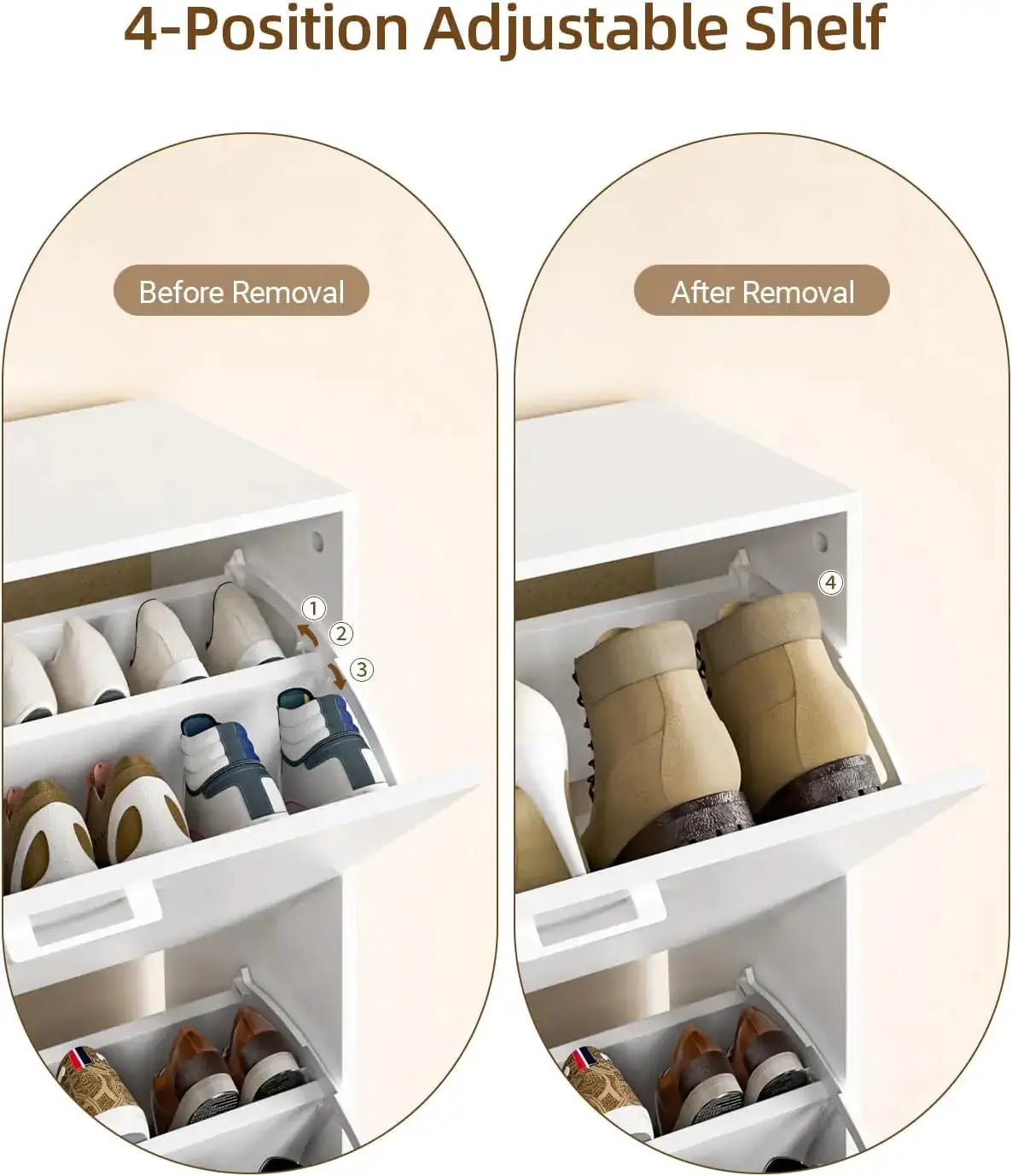 Shoe Cabinet with 2 or 3 Flip Drawers, Hidden Slim Freestanding Shoe Storage Cabinet, Narrow Freestanding Shoe Organizer from PriceLows™
