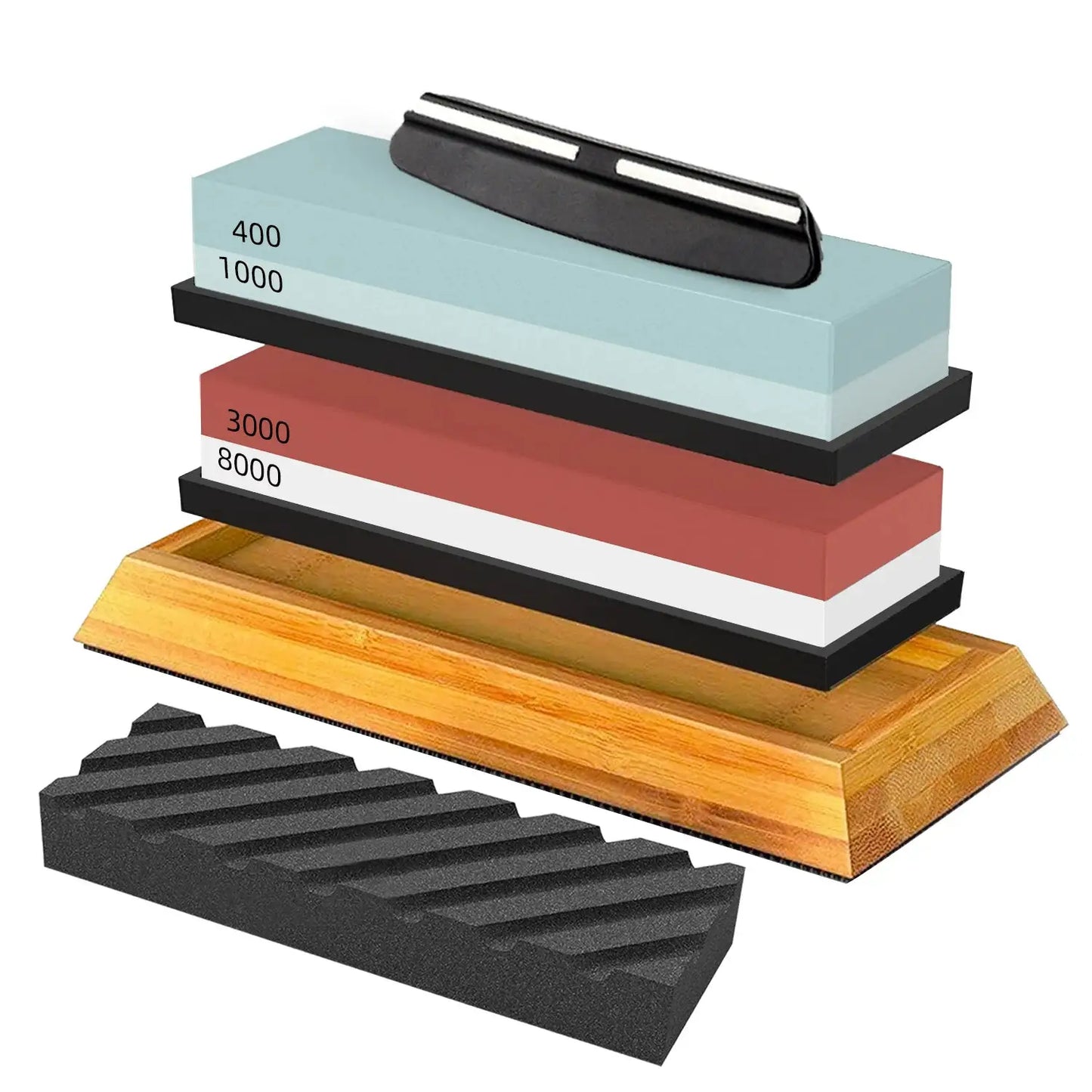 Sharpening Stone | Double Sided Whetstone | Wood Base | Grindstone Set