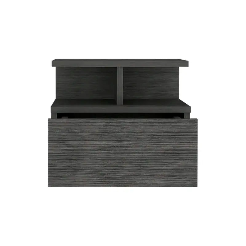 Floating Nightstand 12"H, Wall Mounted with Single Drawer and 2-Tier Shelf, Smokey Oak from PriceLows™