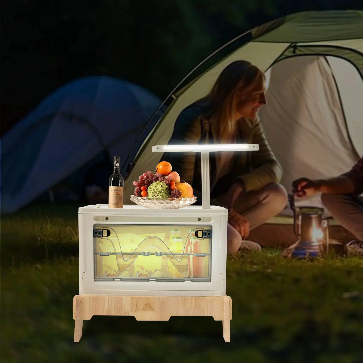 Folding Camping Table with Storage Space, Small Portable Foldable Compartment Table Suitable for Indoor, Outdoor, Barbecue from PriceLows™