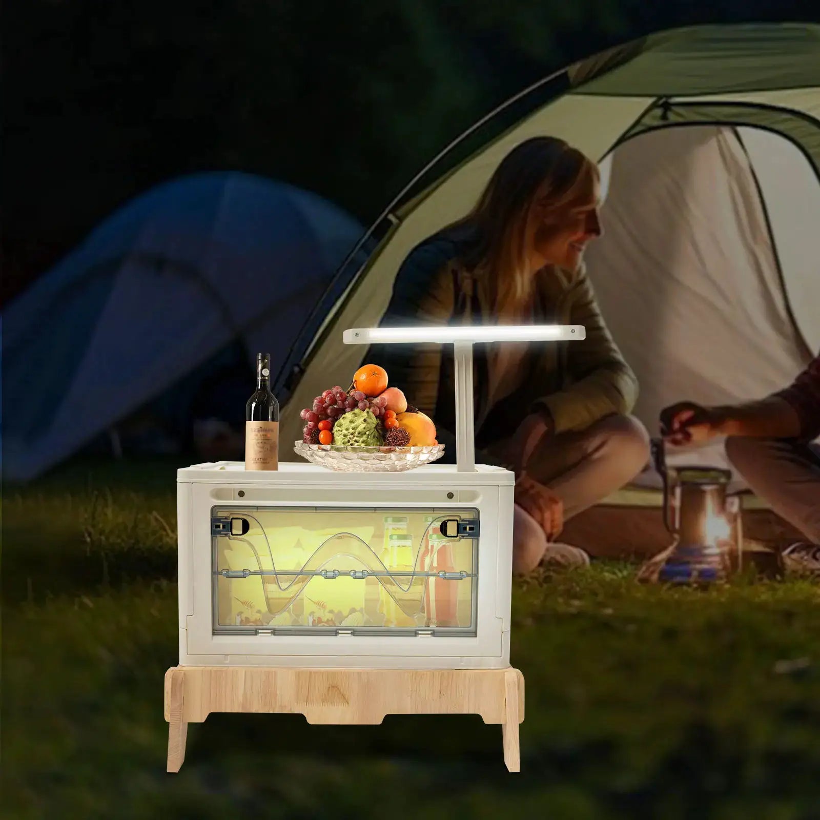Folding Camping Table with Storage Space, Small Portable Foldable Compartment Table Suitable for Indoor, Outdoor, Barbecue from PriceLows™
