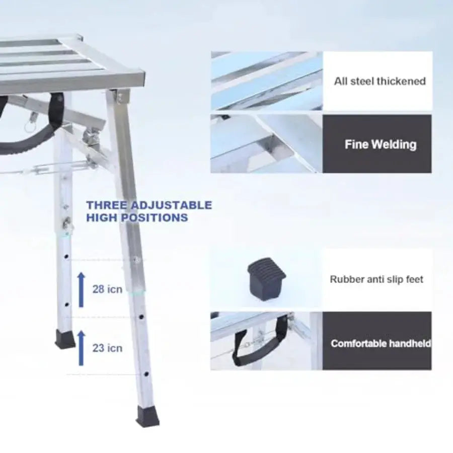 Adjustable Work Platform with 400 lb Duty Rating Steel Step Ladder Portable Folding Scaffolding Platform for RV Cleaning High P from PriceLows™