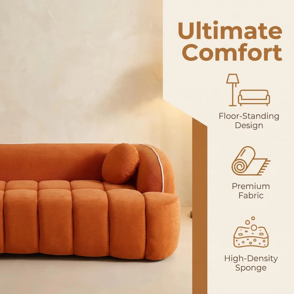 Sofa | Corduroy 98.4in | 3-Seater Vacuum Packed | Pillows Included