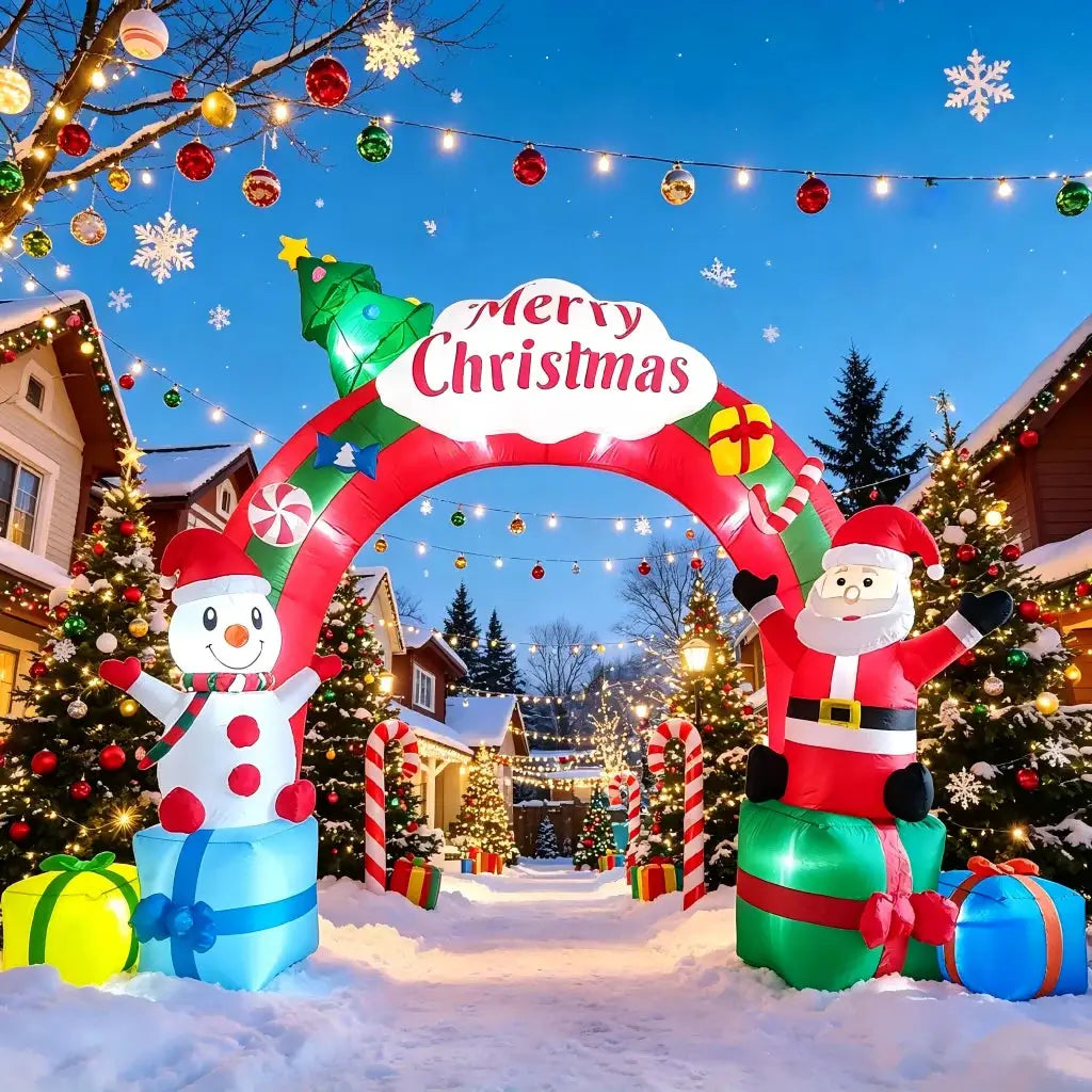 Christmas Inflatable Arch | 12.5 Ft | Built In Lights | Santa Claus