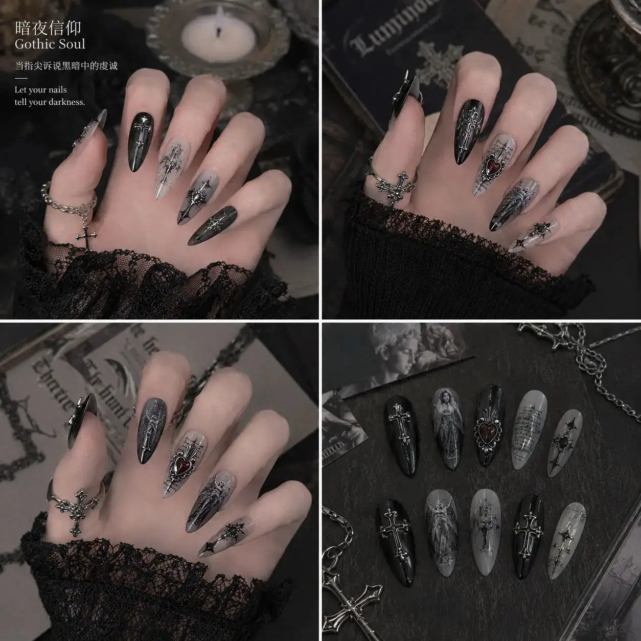 5D Metal Cupid Angel Nail Art Stickers Retro Baroque Cross Y2K Self-adhesive Nail Art Decals Gothic Vintage Style Manicure DIY from PriceLows™