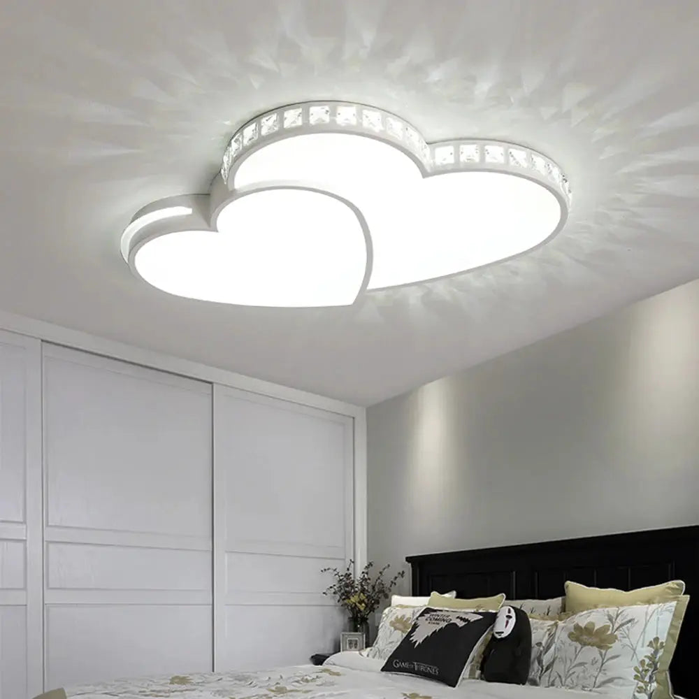 Modern Heart Shaped Ceiling Lights Crystal LED Flush Mount Lamp Cartoon Children's Room Living Room Bedroom Lamp Fixture from PriceLows™