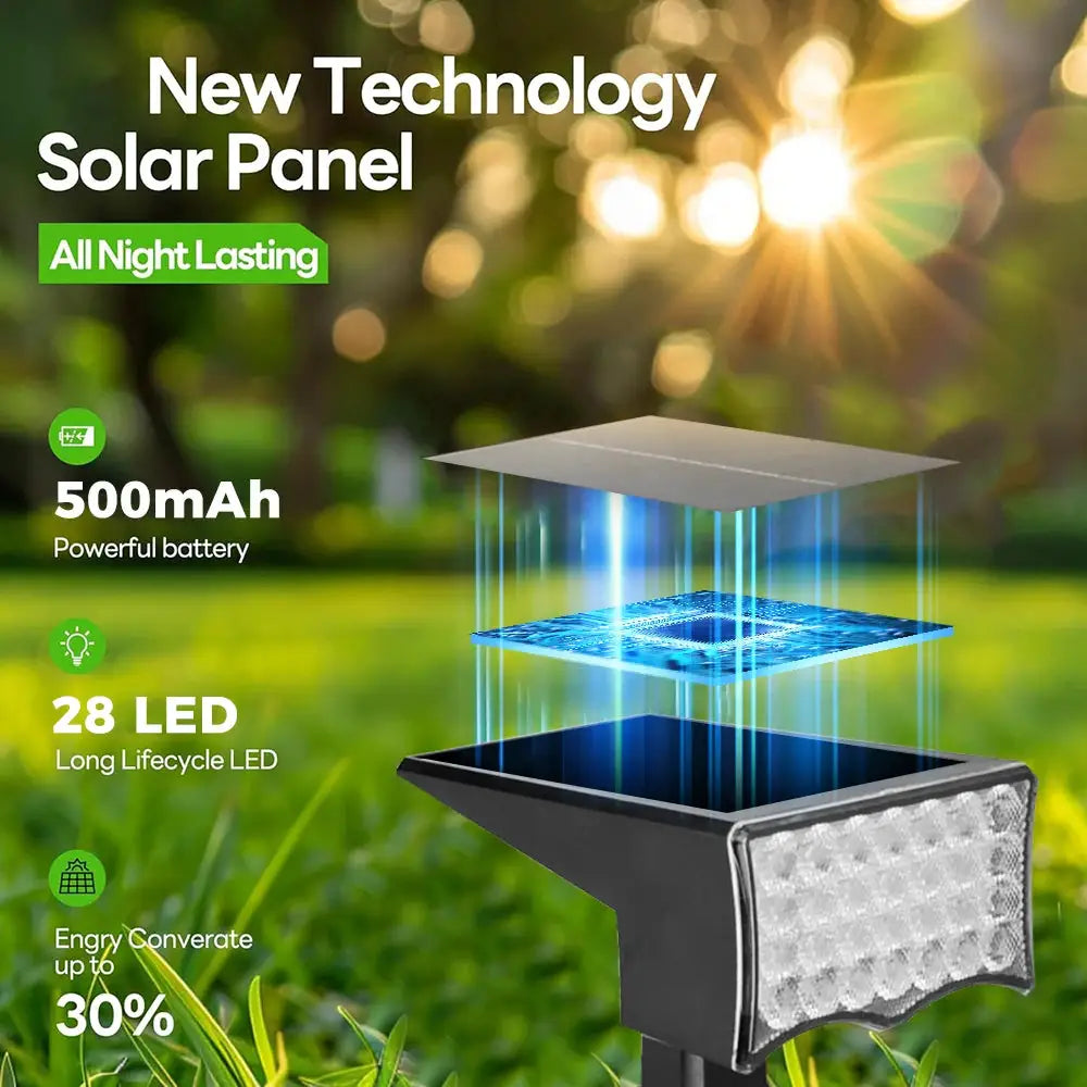 New 2 Pack 28 LED Solar Lawn Lights Outdoor, with Light Sensor, Waterproof Solar Spotlights, Decor for Garden Yard Solar Light from PriceLows™