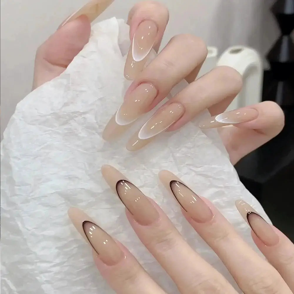 2Sheets French Gradient Line Nail Art Stickers 3D Self-Adhesive White+Black Slider Design Stencil Manicure Guides DIY Nail Decor from PriceLows™