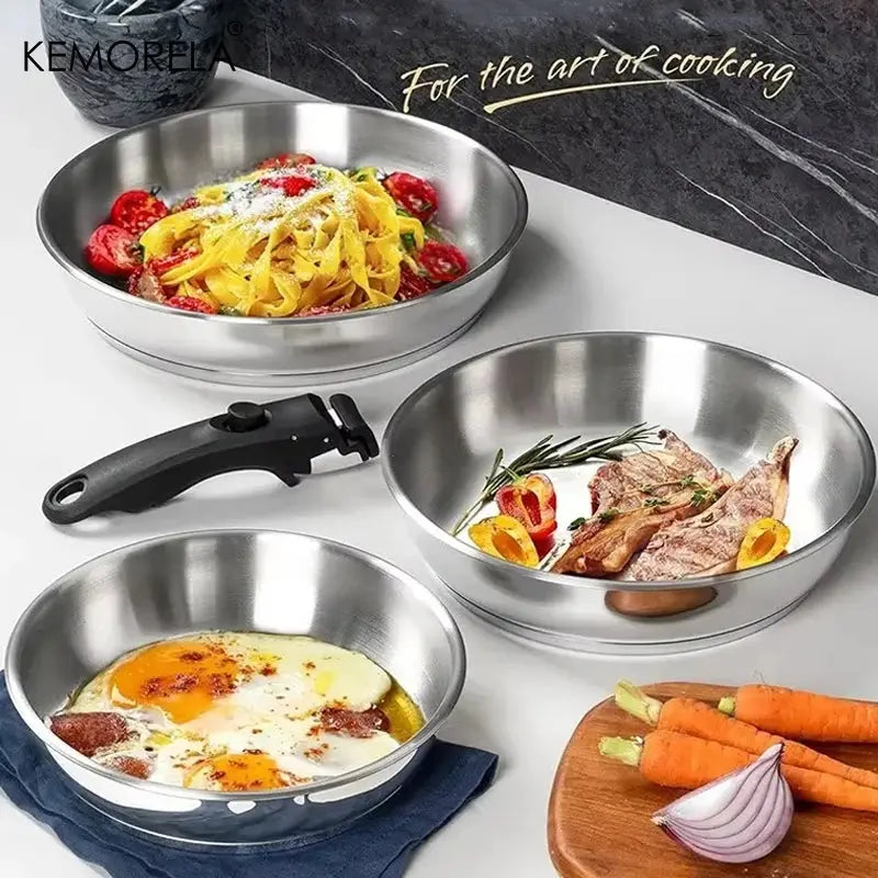 Stainless Steel Frying Pan Set | 316 Stainless | Removable Handle | Set