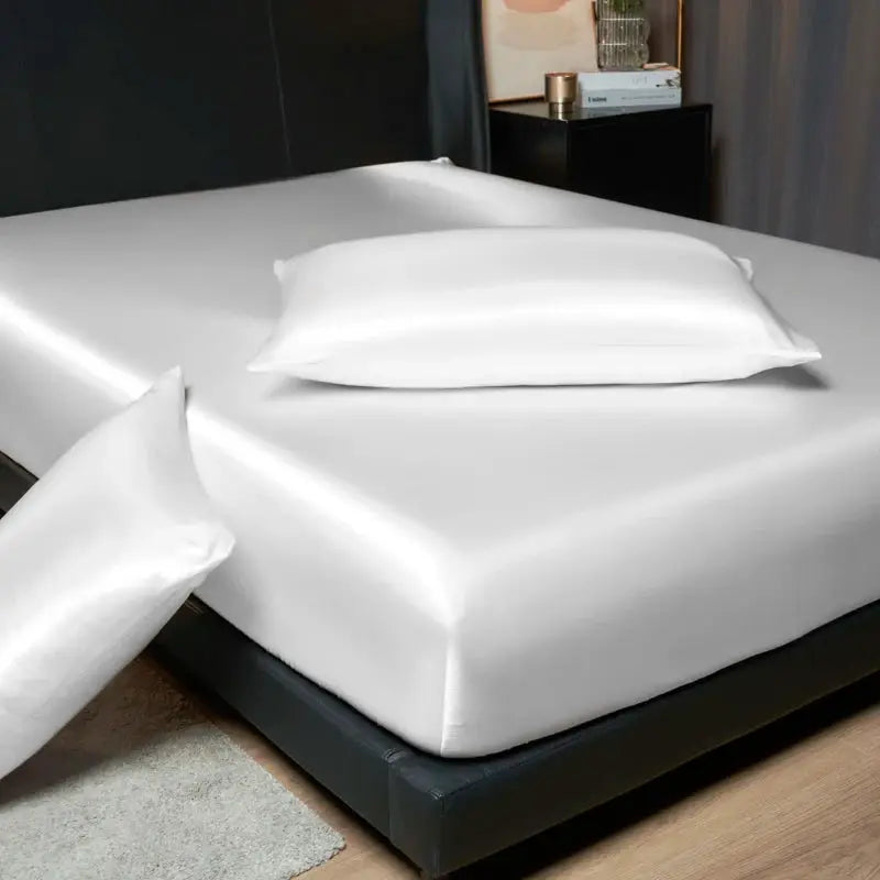Satin Fitted Sheet Set | Smooth Polyester | Deep Pocket Fit | Queen King