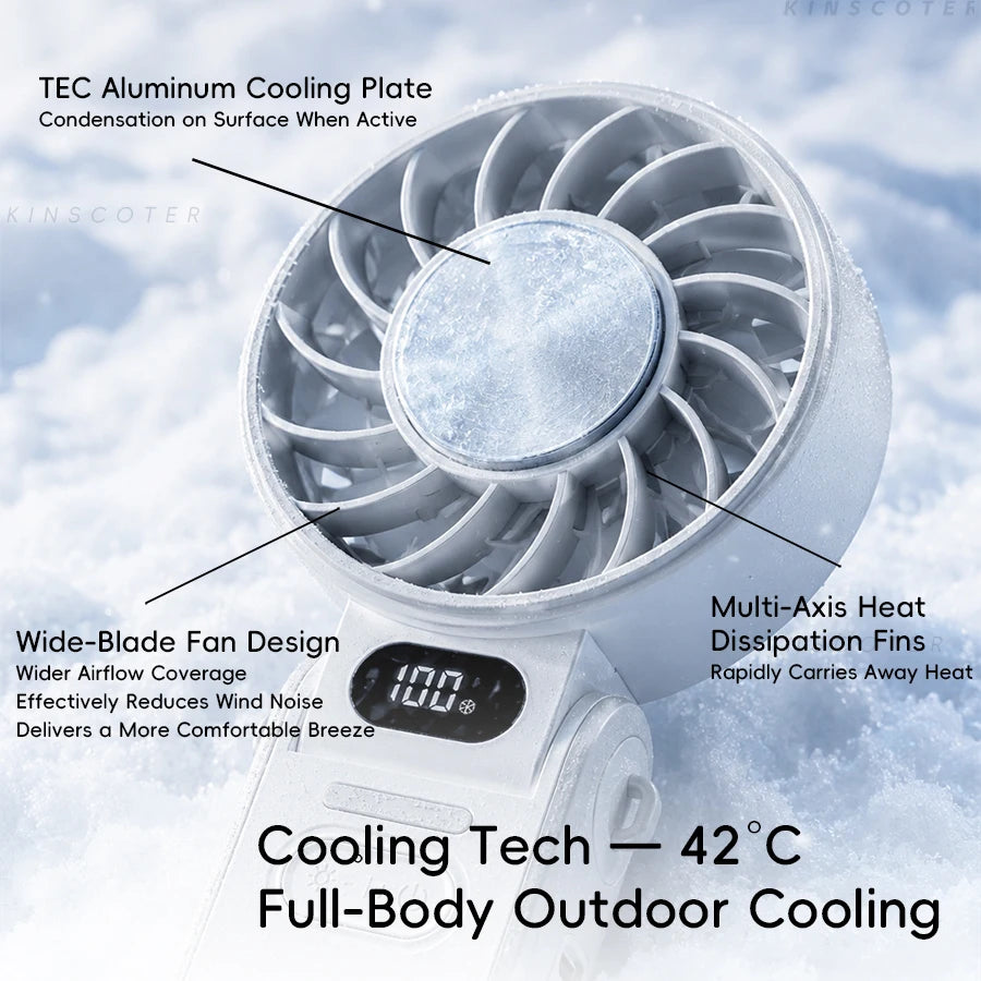 Handheld Fan | 3600mAh Battery | Foldable Portable | 100 Speed Levels