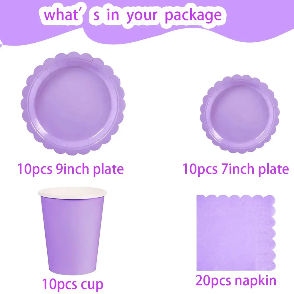 Paper Party Set | Lavender Cups | Plates | Napkins