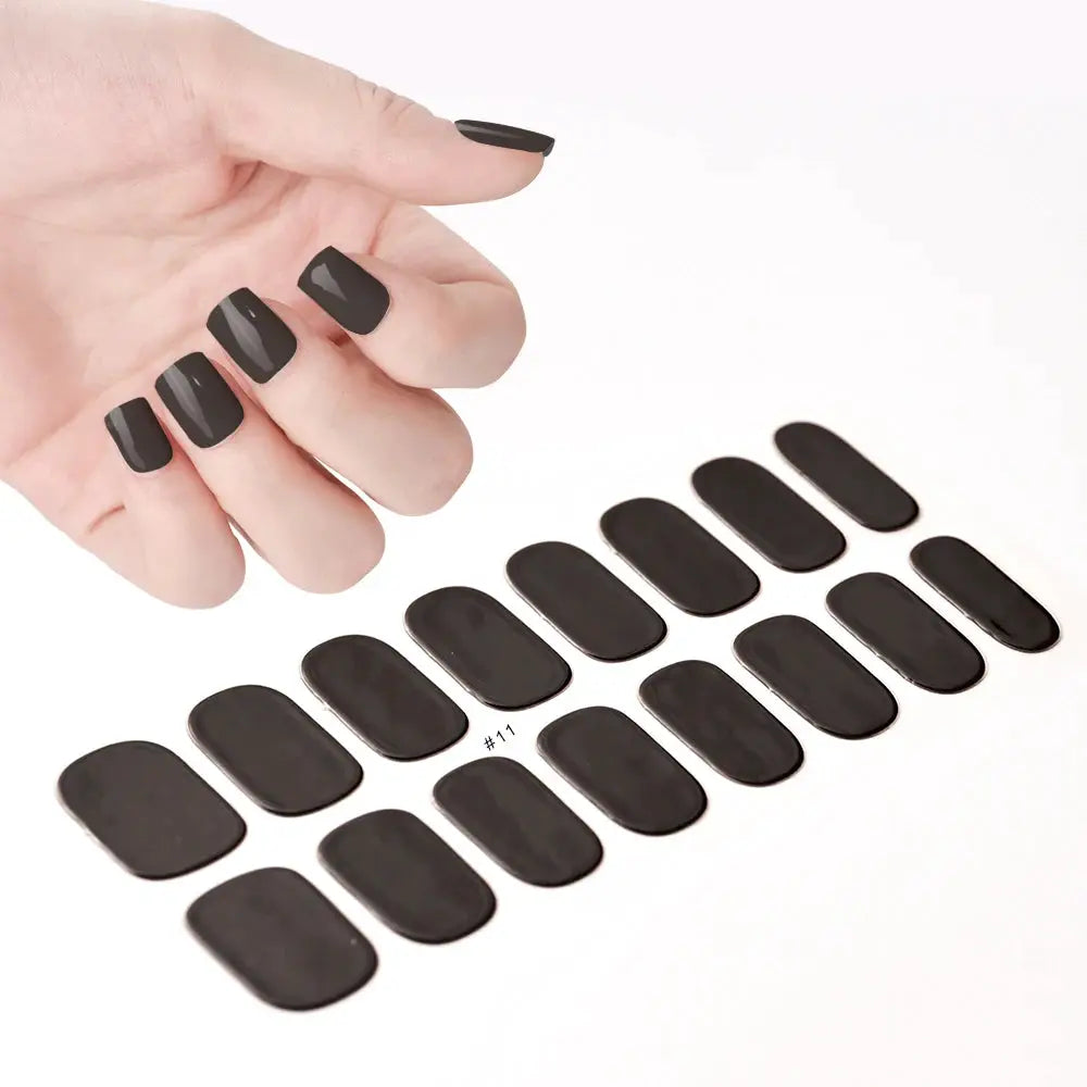 1Pcs Semi-Cured UV Gel Nail Sticker Pure Color Full Cover Waterproof Long-lasting Nail Strips 16Tips DIY Nail Polish Stickers *& from PriceLows™