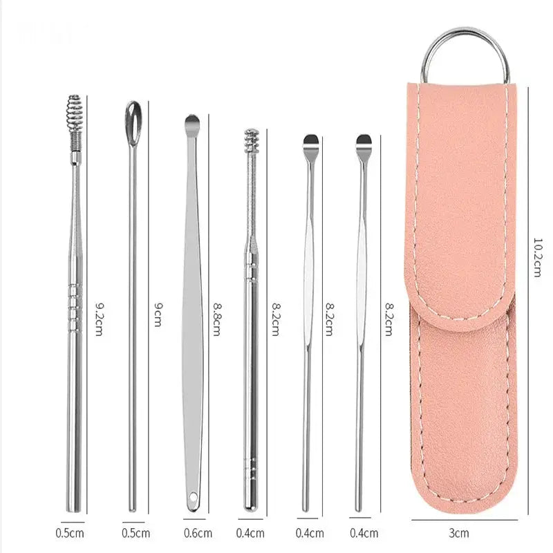 Wholesale Ear Cleaning Tool Stainless Steel Ear Pick Kit &1Pc Storage Bag Earwax Remover Tool from PriceLows™